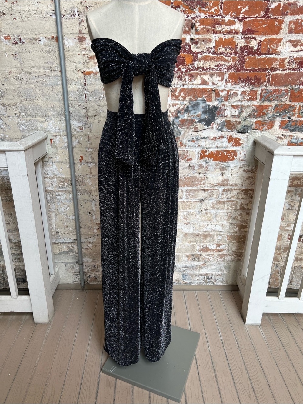 JLUXLABEL “Catalina” Sparkle Wide-Leg Pant & “Kashia” Tie-Front Top Set